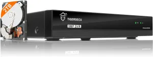 TIGERSECU Ultra HD 5MP 8   8 Channel Hybrid Security DVR/NVR with 2TB Hard Drive, Expandable to 16 Cameras, 6-in-1 Home Surveillance Recorder for 8 TVI, AHD, CVI, CVBS, RS485 PTZ and 8 IP Cameras