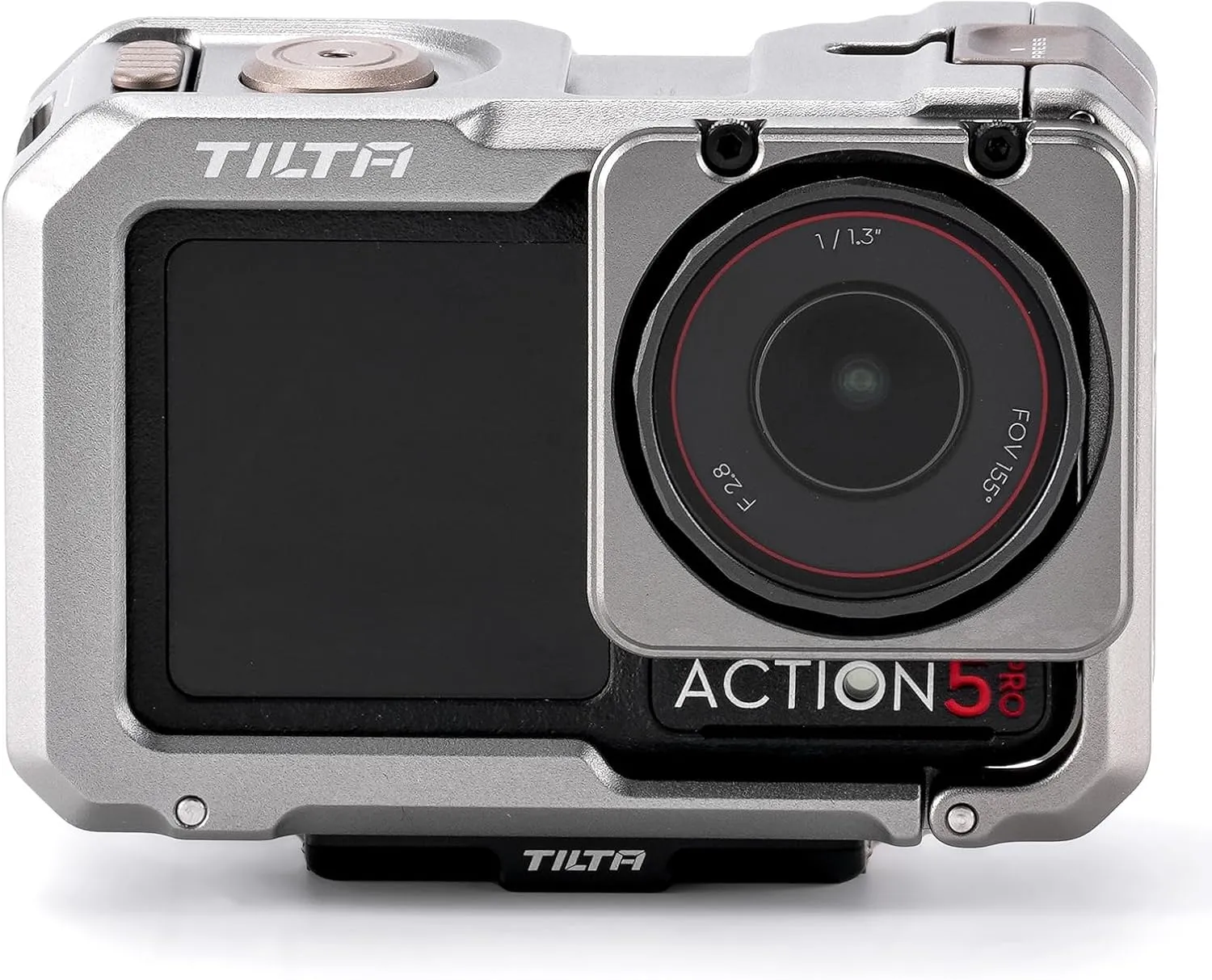 Tilta Full Camera Cage Base Kit Compatible with DJI Osmo Action 3, Action 4, Action 5 Pro (Titanium Gray) | Magnetic 1/4″-20 Baseplate | Cold Shoe Mounts | Magnetic Mount Design | Shock-Absorbing