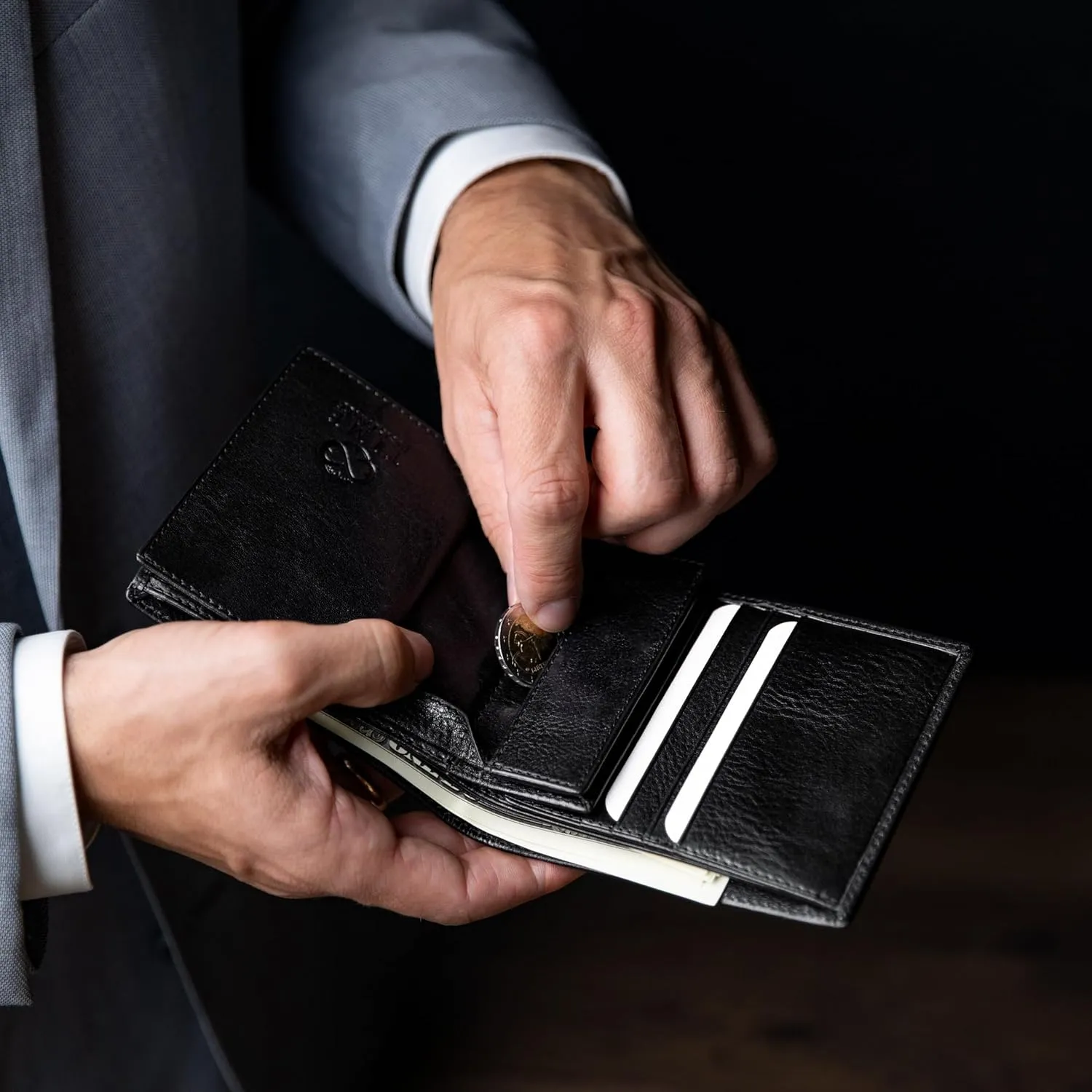 Time Resistance Leather Wallet for Men - Men Wallet - Bifold Italian Wallet - Slim Wallet with Card Holder - Gift Box Included