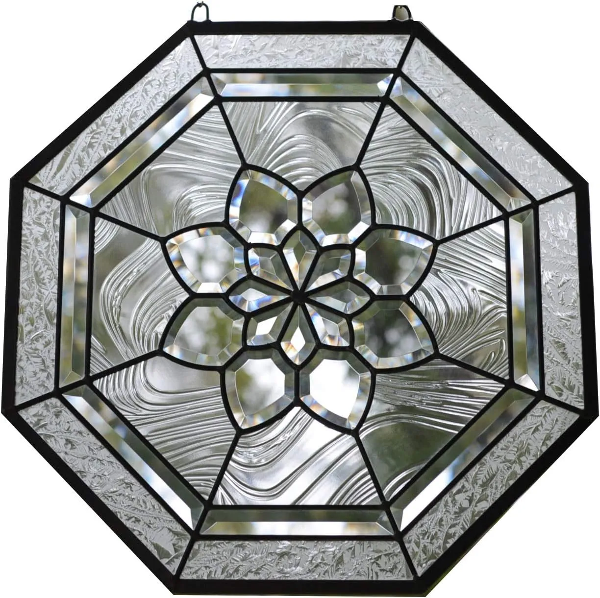 TMI ART PANEL 20x20 inches All Clear Stained Glass Octagon Beveled Window Panel TMM4