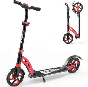 TONBUX Kick Scooter for Ages 6 , Dual Suspension Kids Scooter with Lightweight Aluminum Frame, Adjustable Handlebar Scooters for Kids, Teens and Adults