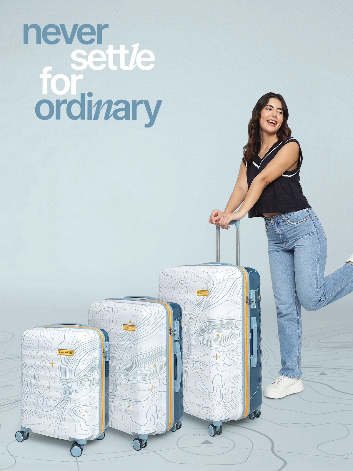 Topo White and Blue Set of 3 (S M L) Trolley