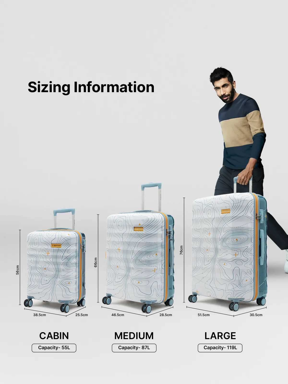 Topo White and Blue Set of 3 (S M L) Trolley