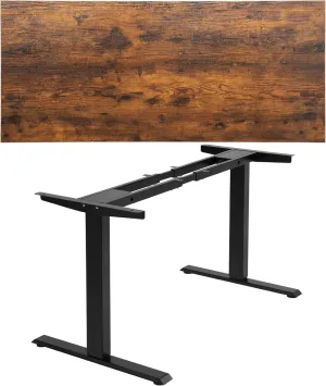 TOPSKY Dual Motor Electric Adjustable Standing Computer Desk Black Frame with 54"x23.4"x1.2" Rustic Brown Board