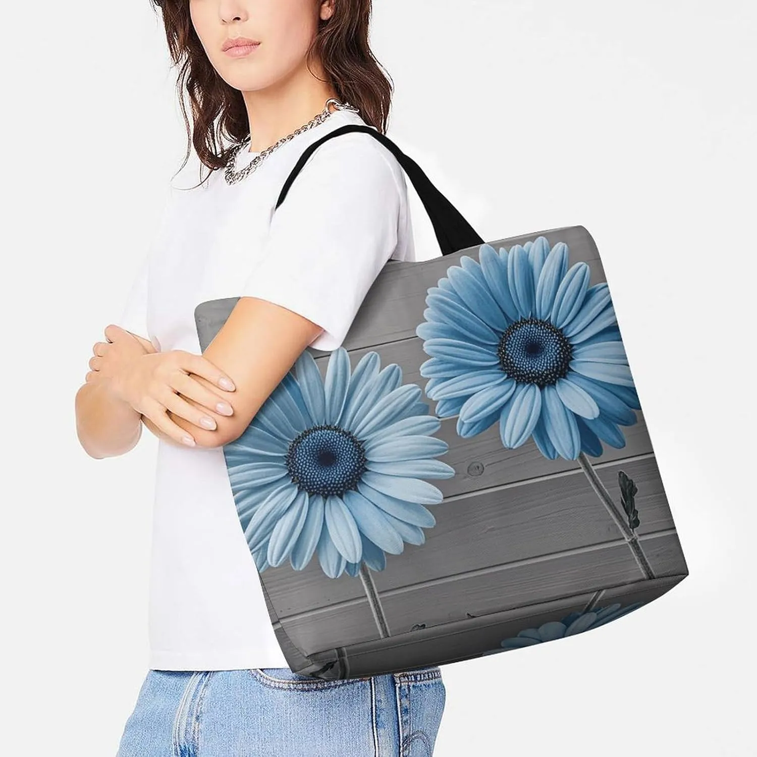 Tote Bag Reusable Grocery Bag Foldable Shopping Bag Cute Collie Sheepdog Shoulder Bag Canvas Tote Bag for Travel Work