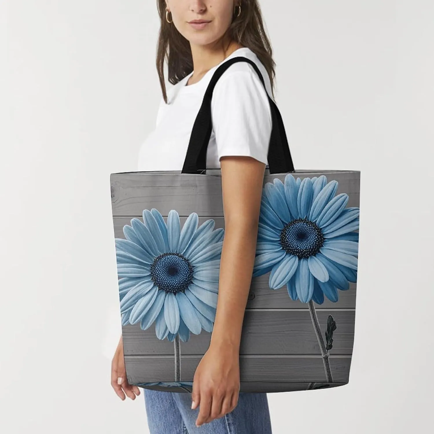 Tote Bag Reusable Grocery Bag Foldable Shopping Bag Cute Collie Sheepdog Shoulder Bag Canvas Tote Bag for Travel Work