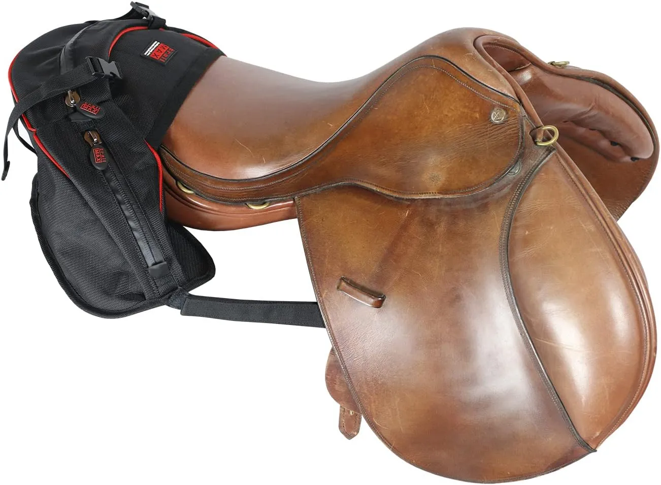 TrailMax English/Endurance Horse Saddle Bag for Trail-Riding, Featuring 3 Compartments & Quick Release Compression Straps