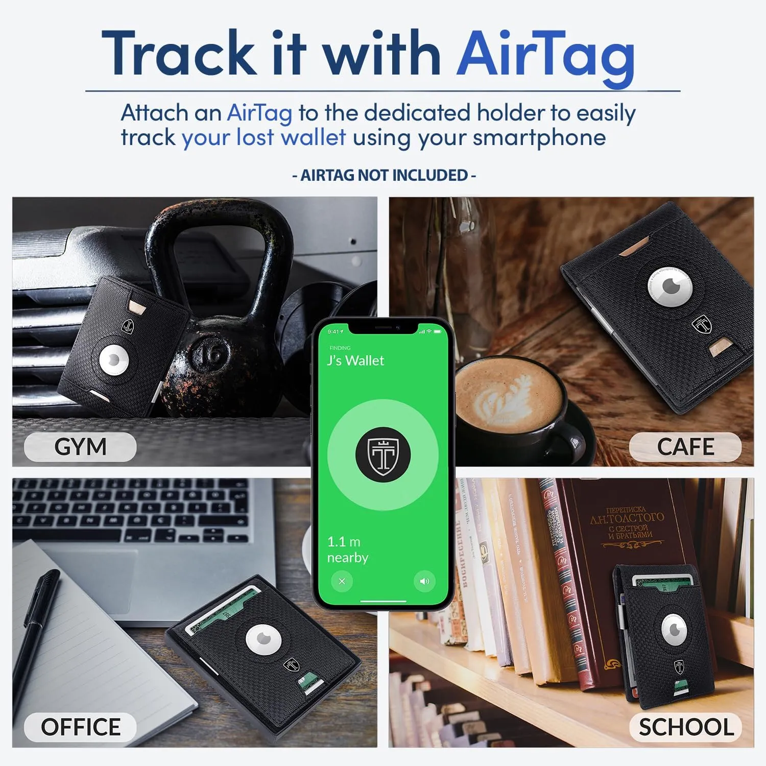 TRAVANDO AirTag* Wallet Mens Wallet with Money Clip Air Tag Wallet Card Holder RFID Blocking Bifold Gifts for Men