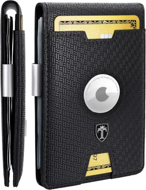 TRAVANDO AirTag* Wallet Mens Wallet with Money Clip Air Tag Wallet Card Holder RFID Blocking Bifold Gifts for Men