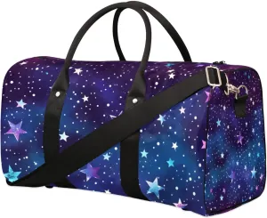 Travel Duffle Bag Dots Stars Gym Bags for Men Women Travel Duffel Bags with Adjustable Shoulder Strap Carry On Weekender Bag