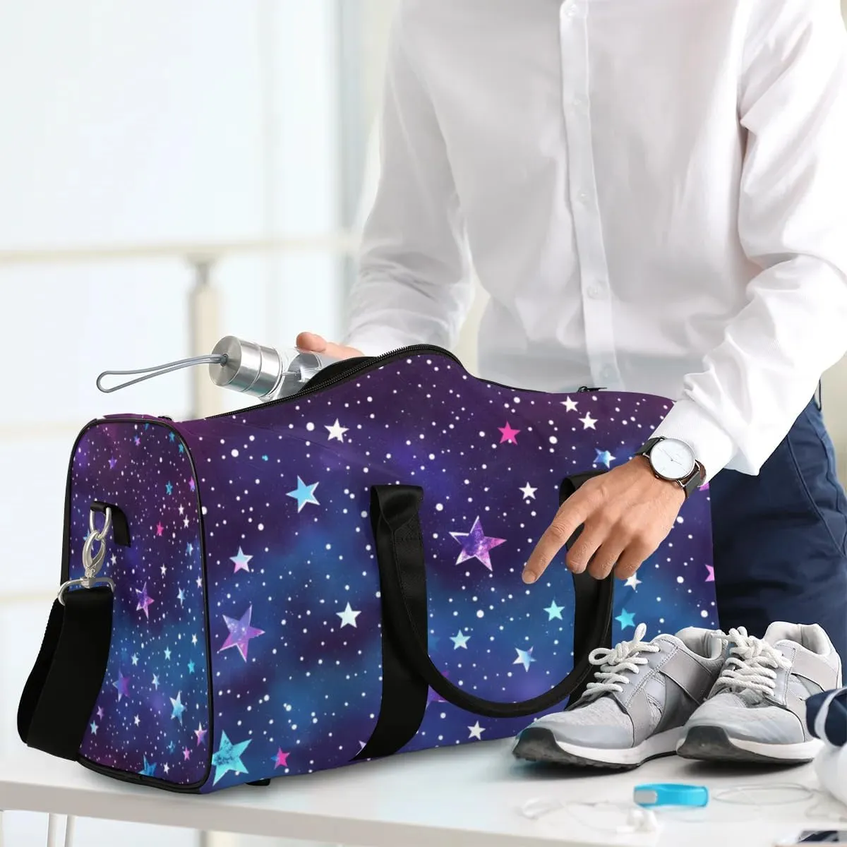 Travel Duffle Bag Dots Stars Gym Bags for Men Women Travel Duffel Bags with Adjustable Shoulder Strap Carry On Weekender Bag