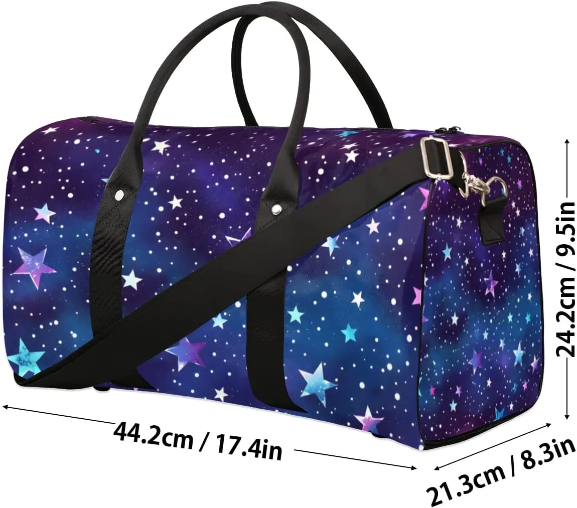 Travel Duffle Bag Dots Stars Gym Bags for Men Women Travel Duffel Bags with Adjustable Shoulder Strap Carry On Weekender Bag