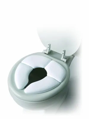 Travel Potty Seat w/ Washable Carry Bag - Perfect for Travel - Padded for Soft Cushion - Portable Reusable Toilet Pottie Training Seats Folds - Toddler Child Baby Kids - Mommy's Helper Cushie Traveler , White