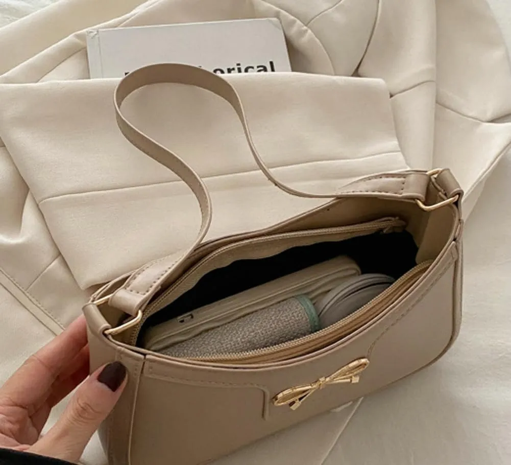 Trendy Bow Shoulder Bag for Women PU Leather Shoulder Purse Tote Bag Crossbody Purses for Work Travel 2025
