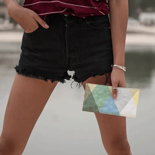 Triangle Moire | RFID Clutch Wallet