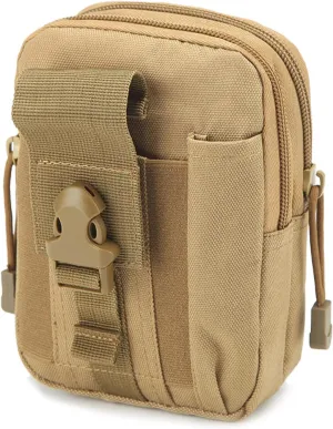TRIWONDER Tactical Cell Phone Pouch Molle Smartphone Holster Bag EDC Utility Cellphone Lock Card Holder Organizer for Waist Belt Pack (Tan)