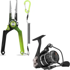 TRUSCEND Spinning Fishing Reel, Aviation Metal Material Body Reels, Lockable Handy Fishing Pliers with Ergonomical Handle, Saltwater Resistant Saltwater Fishing Tool, Freshwater Fishing Gear