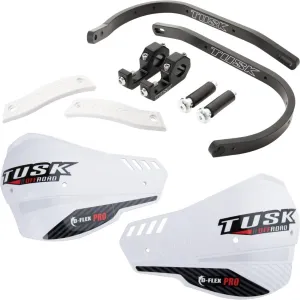 Tusk D-Flex Pro Adventure Handguards Black Bar/White Plastics 7/8" Bars For HONDA CRF300L Rally 2021-2024