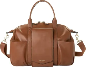 TWELVElittle Peek A Boo Vegan Leather Satchel Diaperbag - Baby Bag with Wipes Pouch, Stroller clips and Diaper Changing Mat
