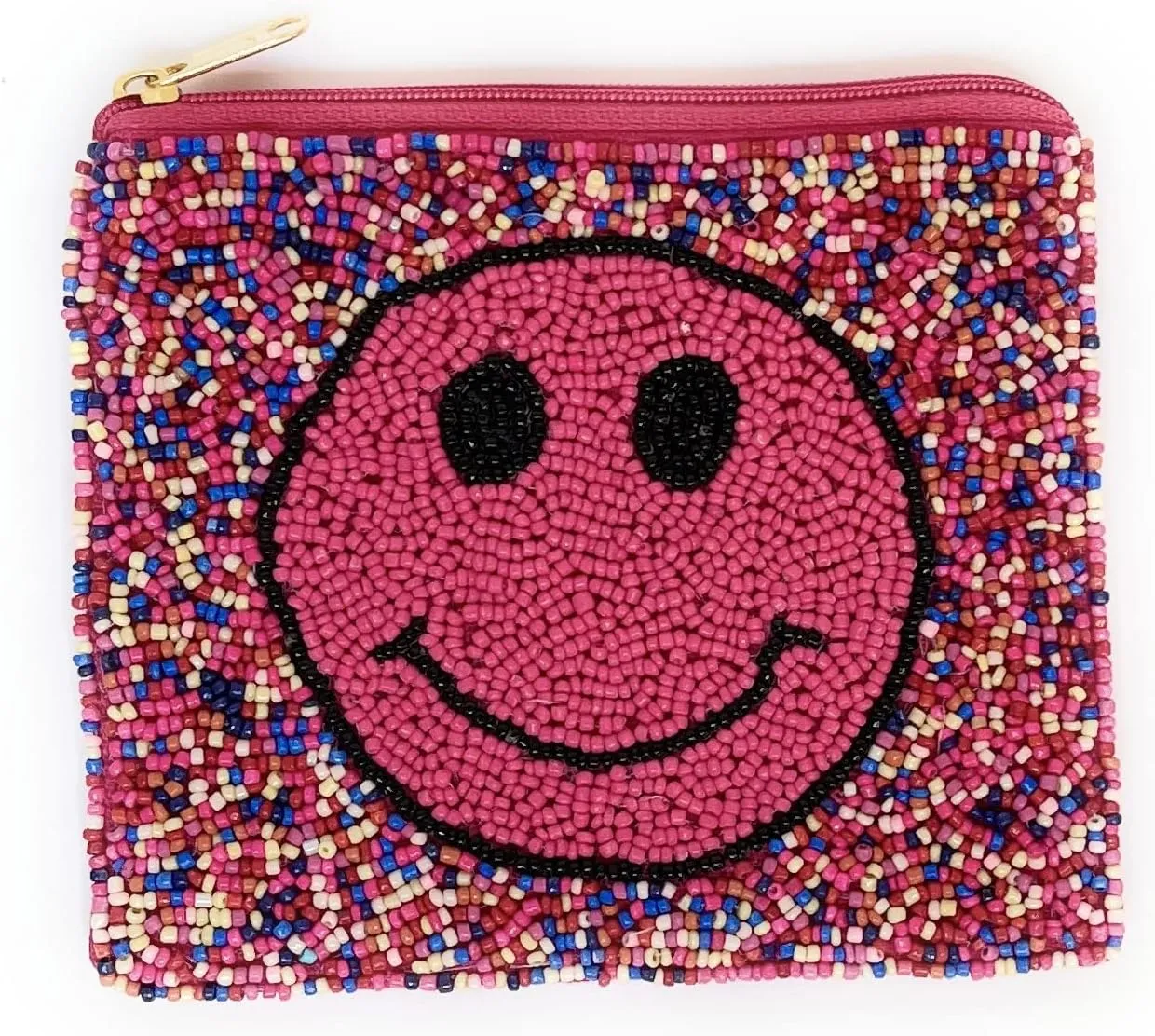 Twine and Love Smiley Face Coin Purse Pouch, Coin Purse Pouch, Beaded Coin Purse, Cute Coin Purse, Beaded Purse, Multicolor Coin Purse, Best Friend Gift, Positive Gifts, Party Favors, Wallets for her