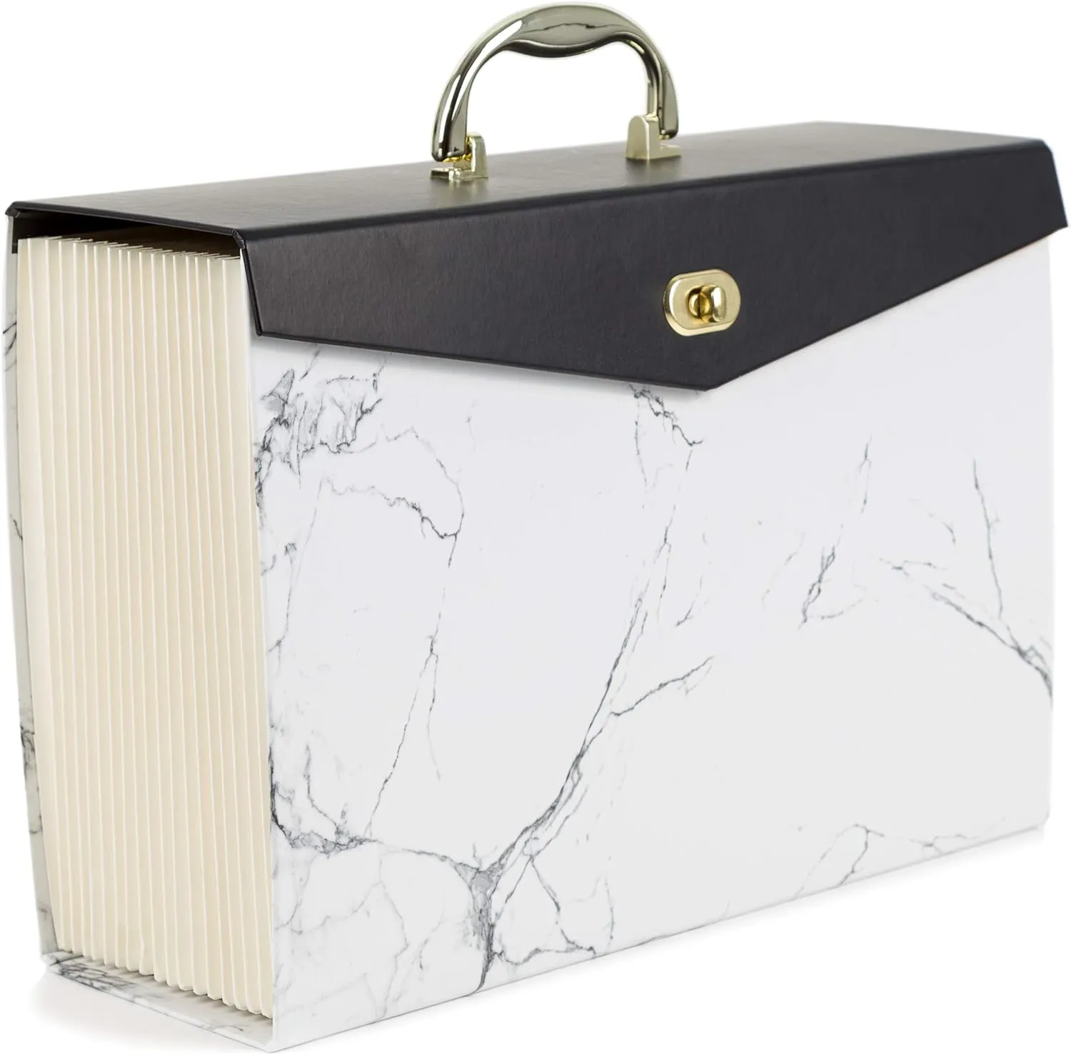 U Brands Fashion Expandable File Folder, Legal Size, 19 Pockets, Marble Print