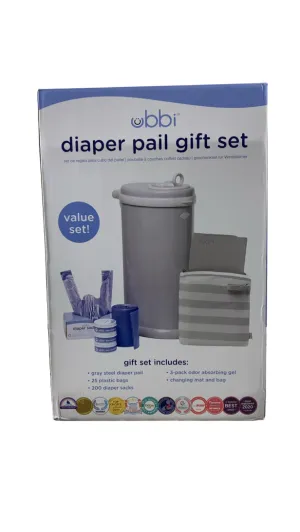 Ubbi Diaper Pail Value Gift Set, Grey