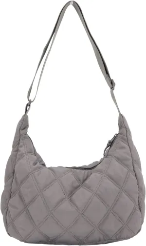 UERRUAM Puffer Tote Bag for Women Quilted Crossbody Bag Crescent Nylon Shoulder Bag Hobo Bag with Zipper