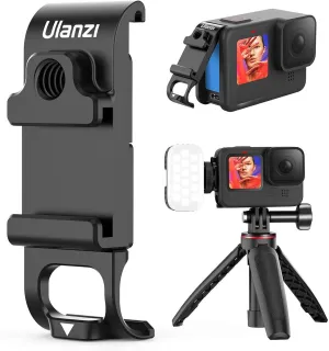 ULANZI G9-6 Battery Cover for Action Camera Hero 13 12 11 10 9 Aluminum Alloy Replacement Door with Cold Shoes and 1/4 Screw Removable Protective Type-C Charging Port Adapter Repair Part Camera Vlog