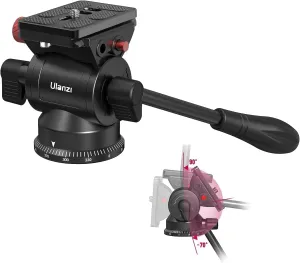 ULANZI U210 Tripod Fluid Head, Mini Pan Tilt Head w Handle,Built-in 1/4'' & 3/8'' Adapter, Panoramic Ball Head w Arca Swiss Quick Release Plate Lightweight for Compact Camera Load up to 11.02 lb/5kg