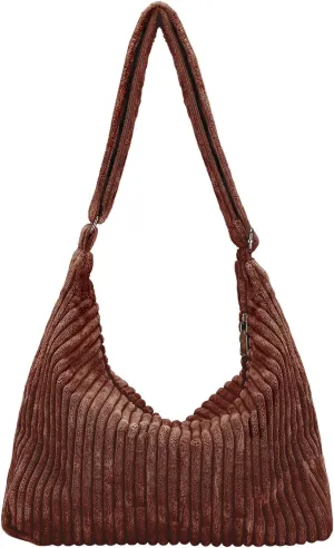 Ulisty Women Corduroy Hobo Bag Adjustable Strap Shoulder Bag Crossbody Bag Casual Purse Tote Bag Handbag