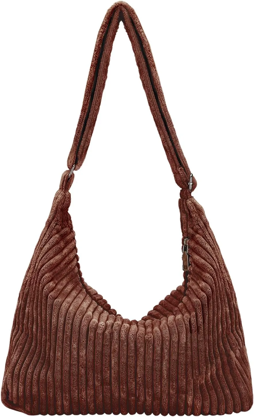Ulisty Women Corduroy Hobo Bag Adjustable Strap Shoulder Bag Crossbody Bag Casual Purse Tote Bag Handbag