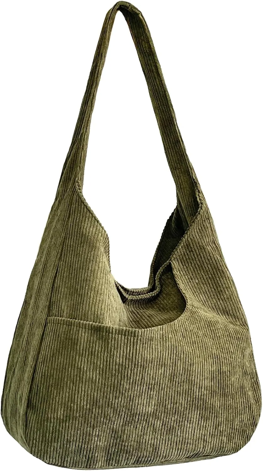 Ulisty Women Corduroy Wide Strap Hobo Bag Shoulder Bag Casual Underarm Bag Handbag