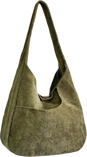 Ulisty Women Corduroy Wide Strap Hobo Bag Shoulder Bag Casual Underarm Bag Handbag