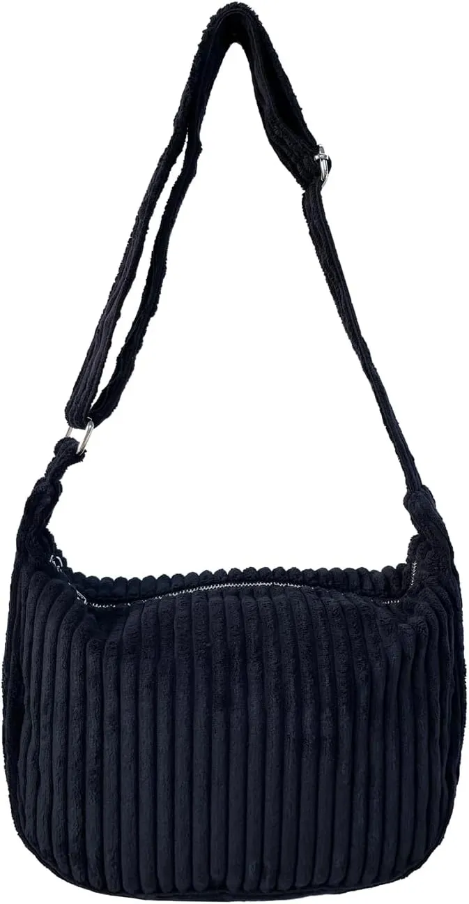 Ulisty Women Small Corduroy Hobo Bag Wide Strap Crossbody Bag Shoulder Bag Casual Handbag Daily Bag
