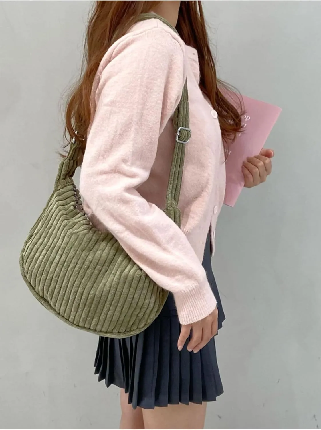 Ulisty Women Small Corduroy Hobo Bag Wide Strap Crossbody Bag Shoulder Bag Casual Handbag Daily Bag
