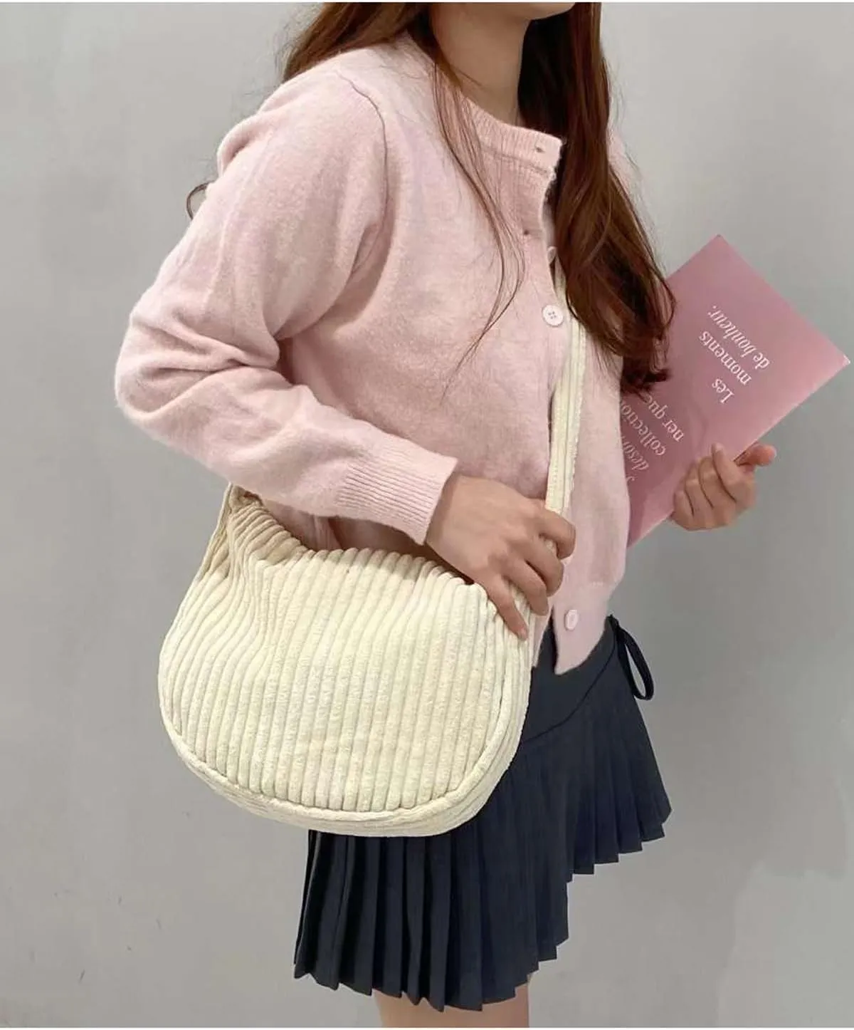 Ulisty Women Small Corduroy Hobo Bag Wide Strap Crossbody Bag Shoulder Bag Casual Handbag Daily Bag