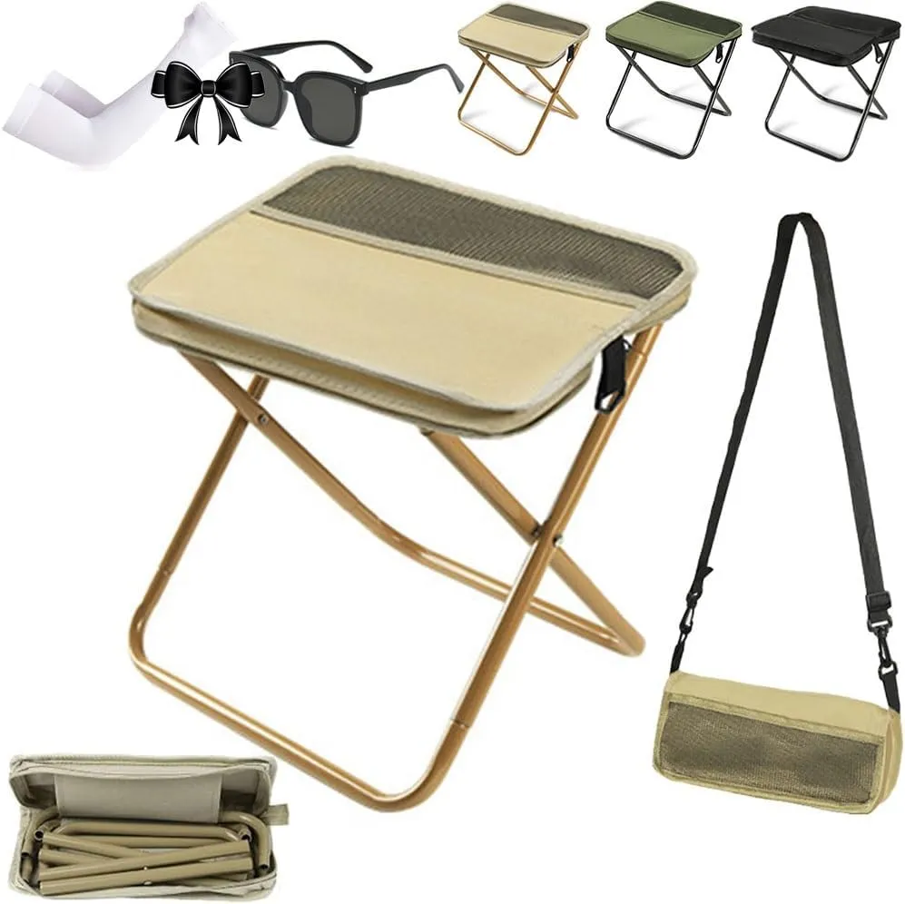 Ultra Lightweight Camping Stool,Mountaineering and Hiking Portable Stool,350lbs Heavy Duty Folding Stools Folding,Fishing Ultra-Light,Pocket Chair for Hiking,Pocket Handbag Stools(Khaki)