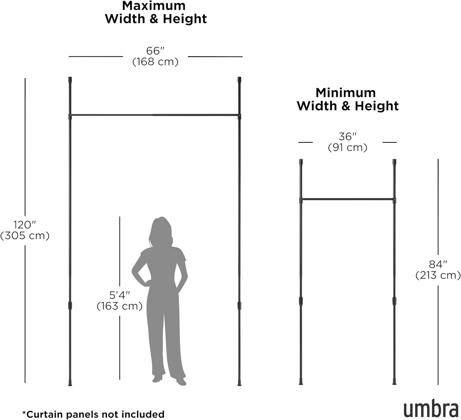 Umbra Anywhere Expandable Curtain Rod and Room Divider, Matte Black