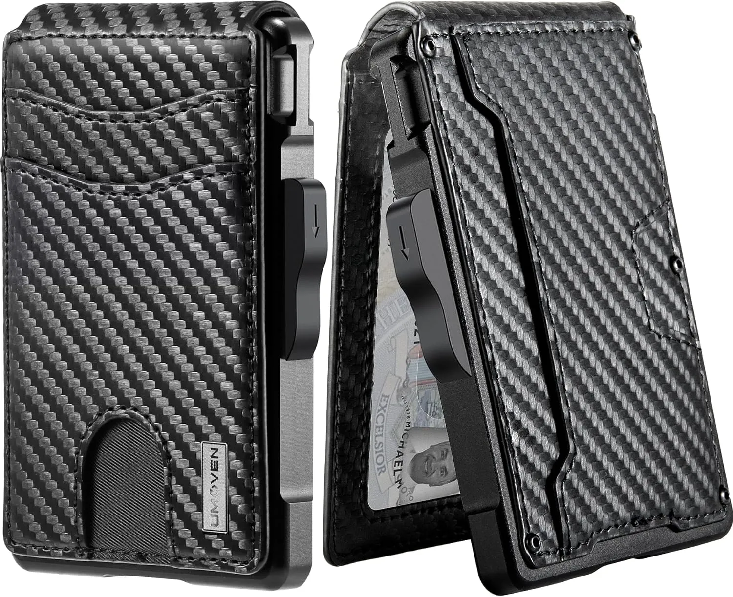 umoven Wallet for Men - with Money Clip Slim Leather Slots Credit Card Holder RFID Blocking Bifold Minimalist Wallet (Money Clip Inside)