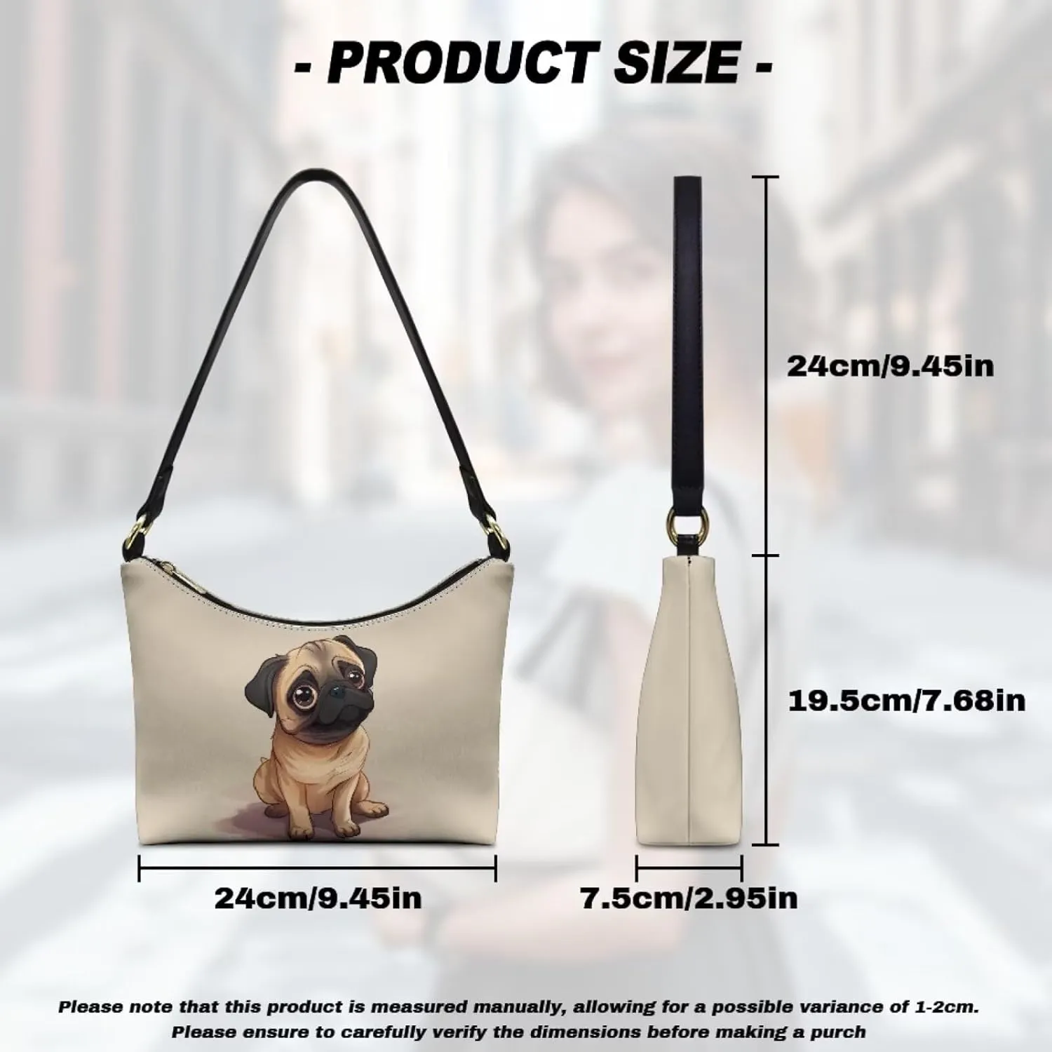 Underarm Shoulder Bag for Women Clutch Purse Handbag Pu Leather Tote Hobo Bag with Zipper Closure
