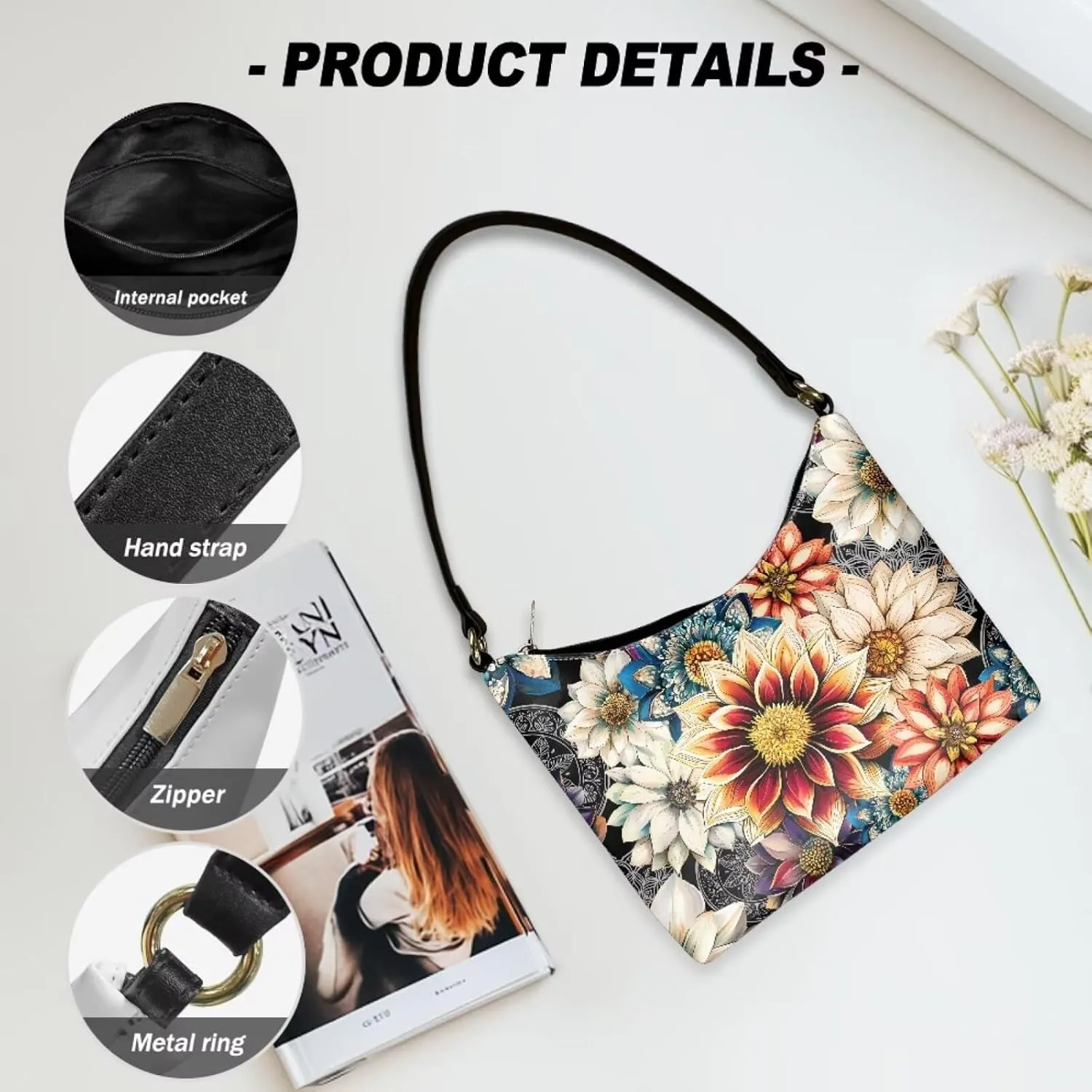 Underarm Shoulder Bag for Women Clutch Purse Handbag Pu Leather Tote Hobo Bag with Zipper Closure