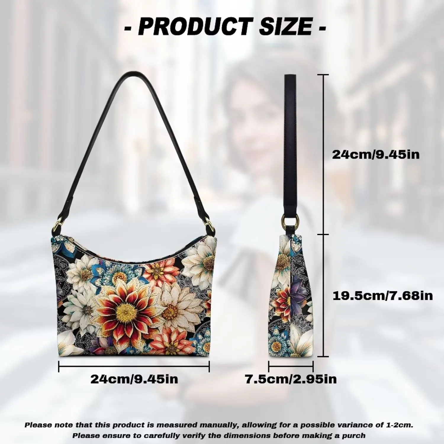 Underarm Shoulder Bag for Women Clutch Purse Handbag Pu Leather Tote Hobo Bag with Zipper Closure