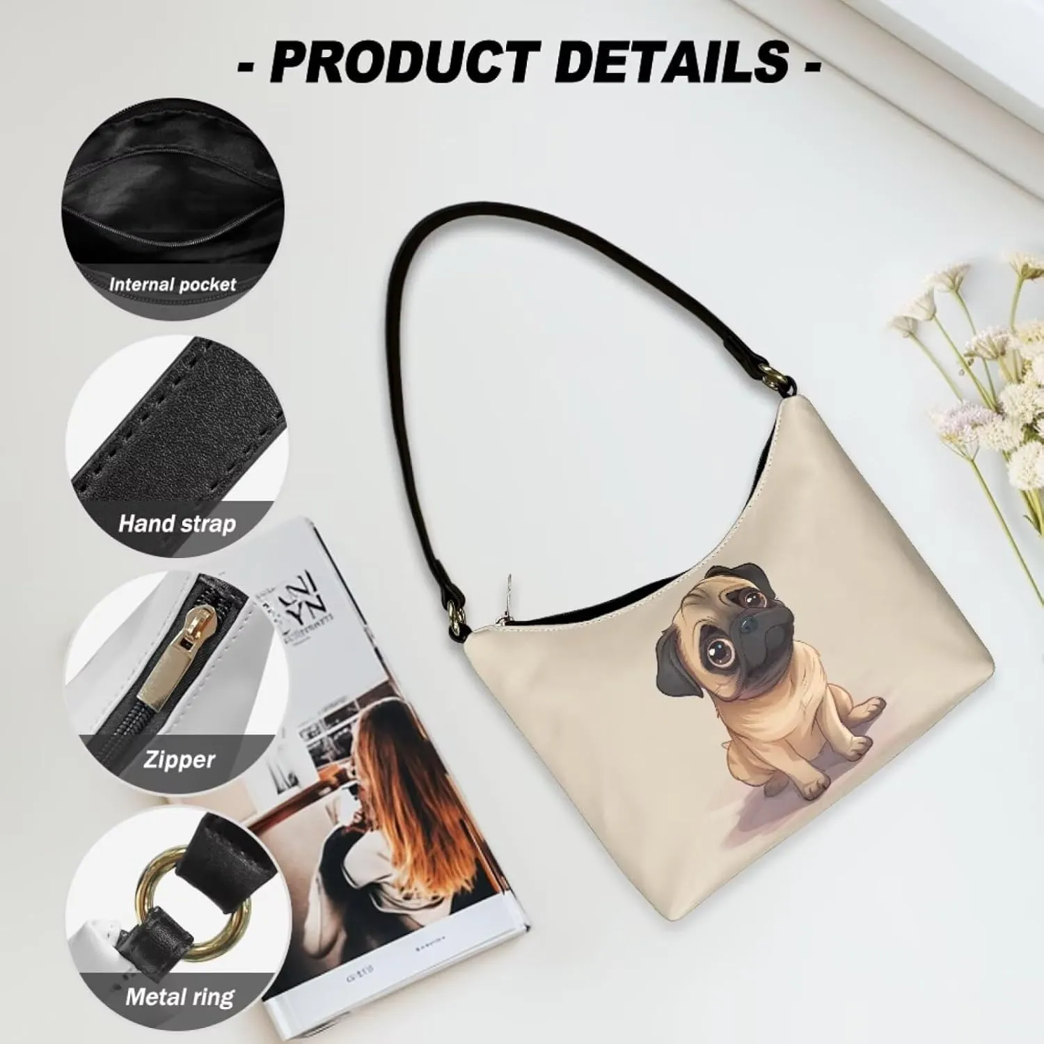 Underarm Shoulder Bag for Women Clutch Purse Handbag Pu Leather Tote Hobo Bag with Zipper Closure