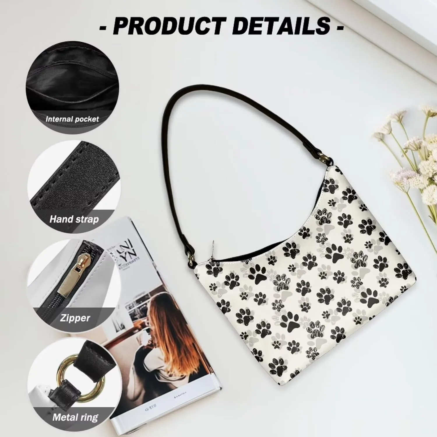 Underarm Shoulder Bag for Women Clutch Purse Handbag Pu Leather Tote Hobo Bag with Zipper Closure