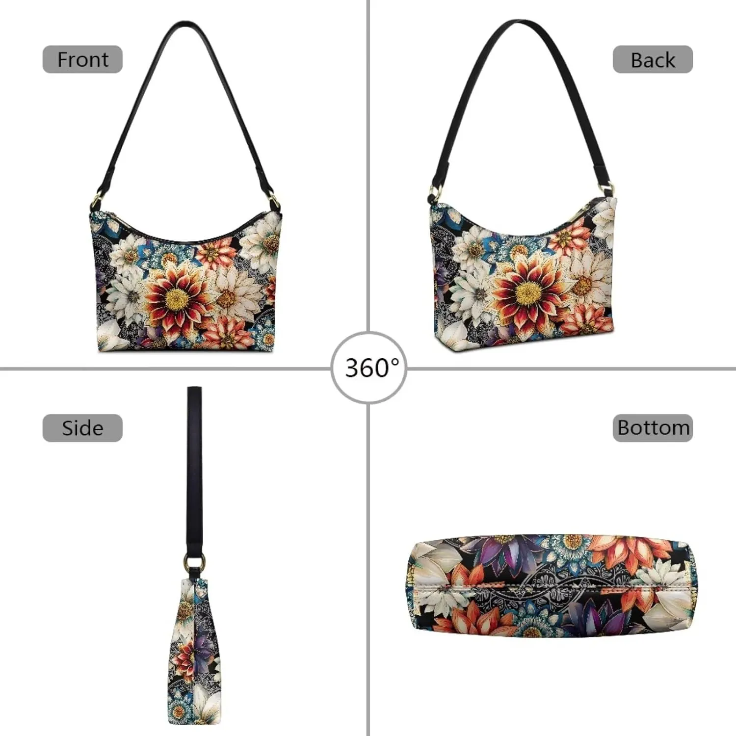 Underarm Shoulder Bag for Women Clutch Purse Handbag Pu Leather Tote Hobo Bag with Zipper Closure