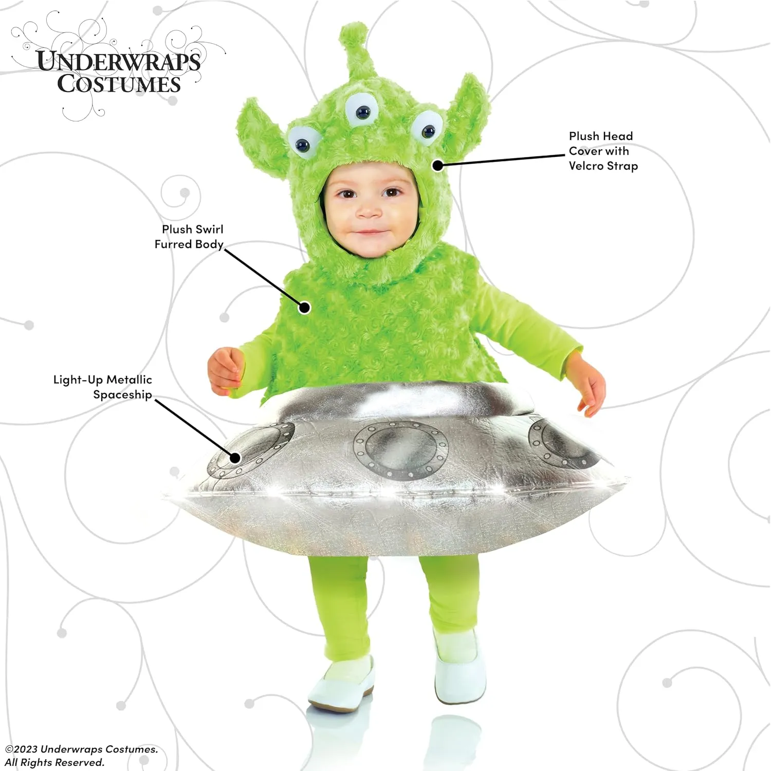 UNDERWRAPS unisex-baby Toddler's Cute Light Up Alien Ufo Costume - Out of This World Belly Babies