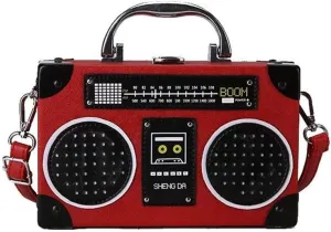 Unique Vintage Radio Shaped Cross-Body Bag Women Clip Clasp Shoulder Bag Handbag