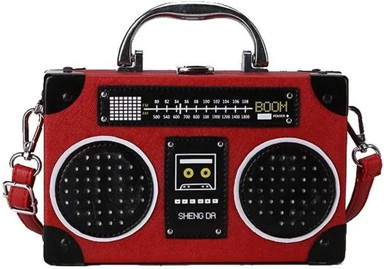 Unique Vintage Radio Shaped Cross-Body Bag Women Clip Clasp Shoulder Bag Handbag