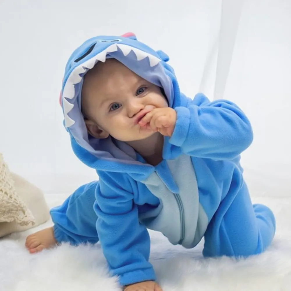 Unisex Baby Flannel Romper Animal Onesie Costume Hooded Cartoon Outfit