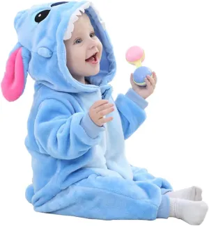 Unisex Baby Flannel Romper Animal Onesie Costume Hooded Cartoon Outfit